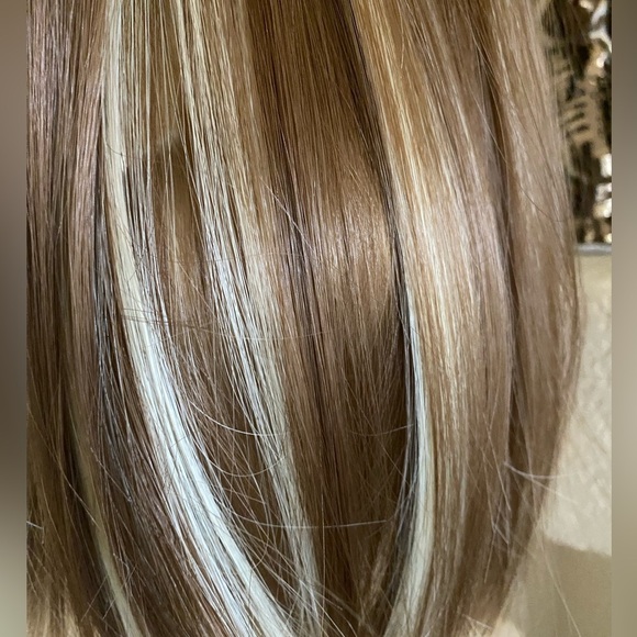 HAT WIG Black Ball Cap with 14” Mixed Blonde/Brown Wig Hair New - Picture 7 of 9